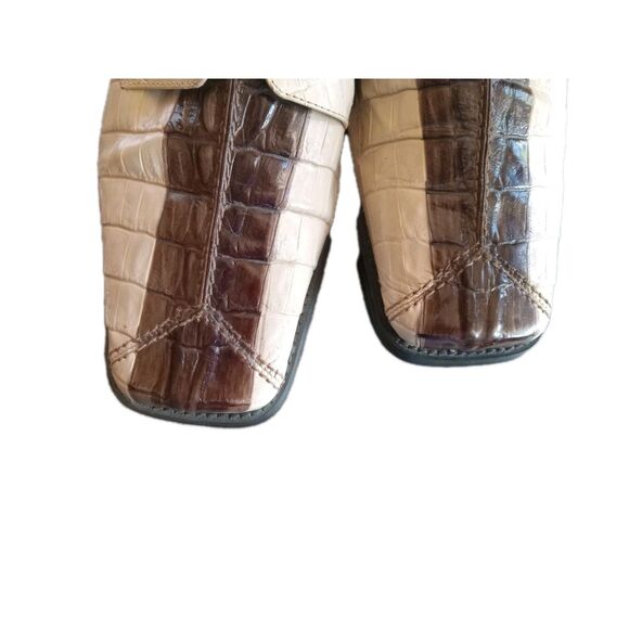 GIORGIO BRUTINI Exotic 2 Tone Alligator Skin Derby Shoes 9M Color Block Leather